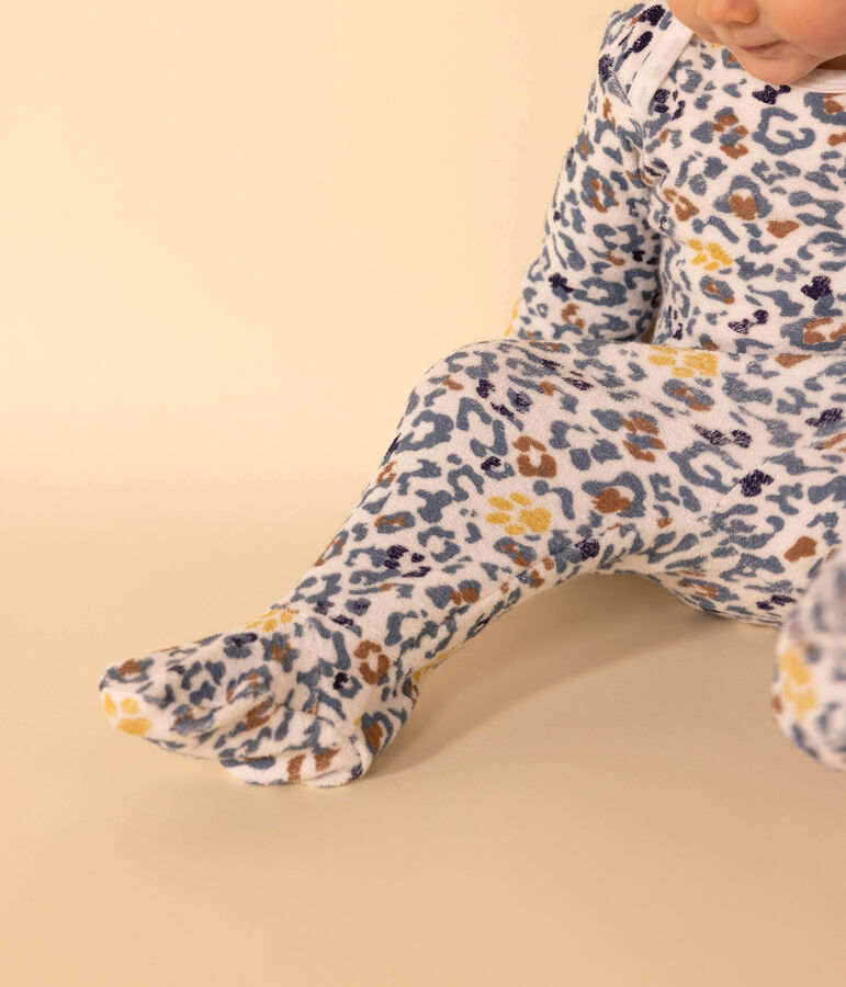 Pigiama beb&egrave; in spugna bouclette bianco/multicolore