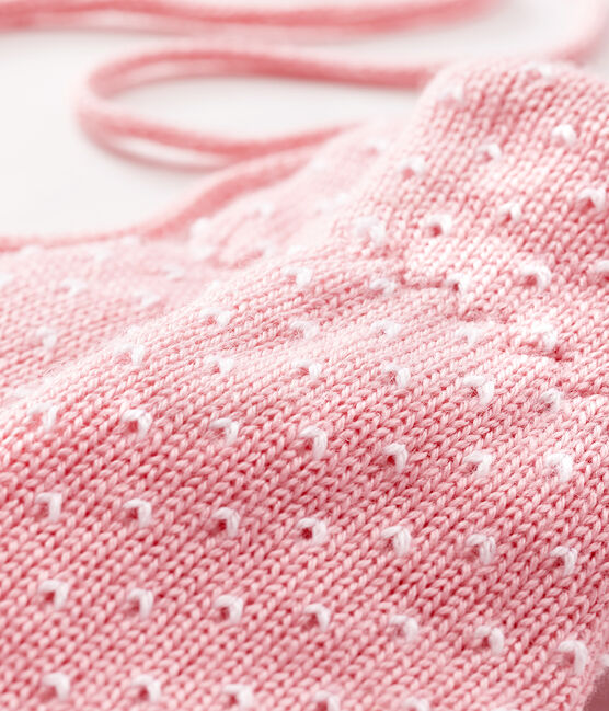 Muffole bebè unisex foderate in pile rosa CHARME/bianco MARSHMALLOW