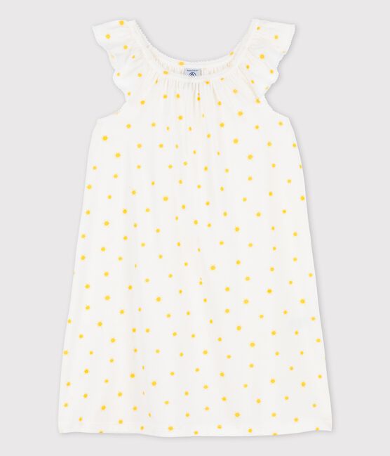 Camicia da notte a manica corta con soli bambina in cotone bianco MARSHMALLOW/ ORGE