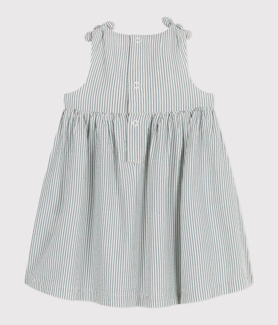 Abito senza maniche in cotone a righe neonato bianco MARSHMALLOW/blu BRUT