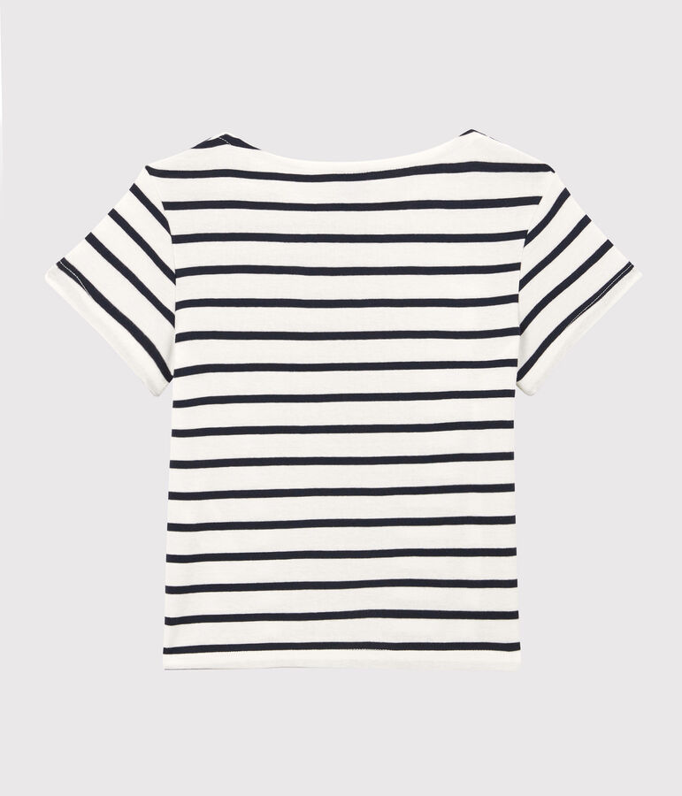 T-shirt a maniche corte in cotone bio bambina bianco/blu