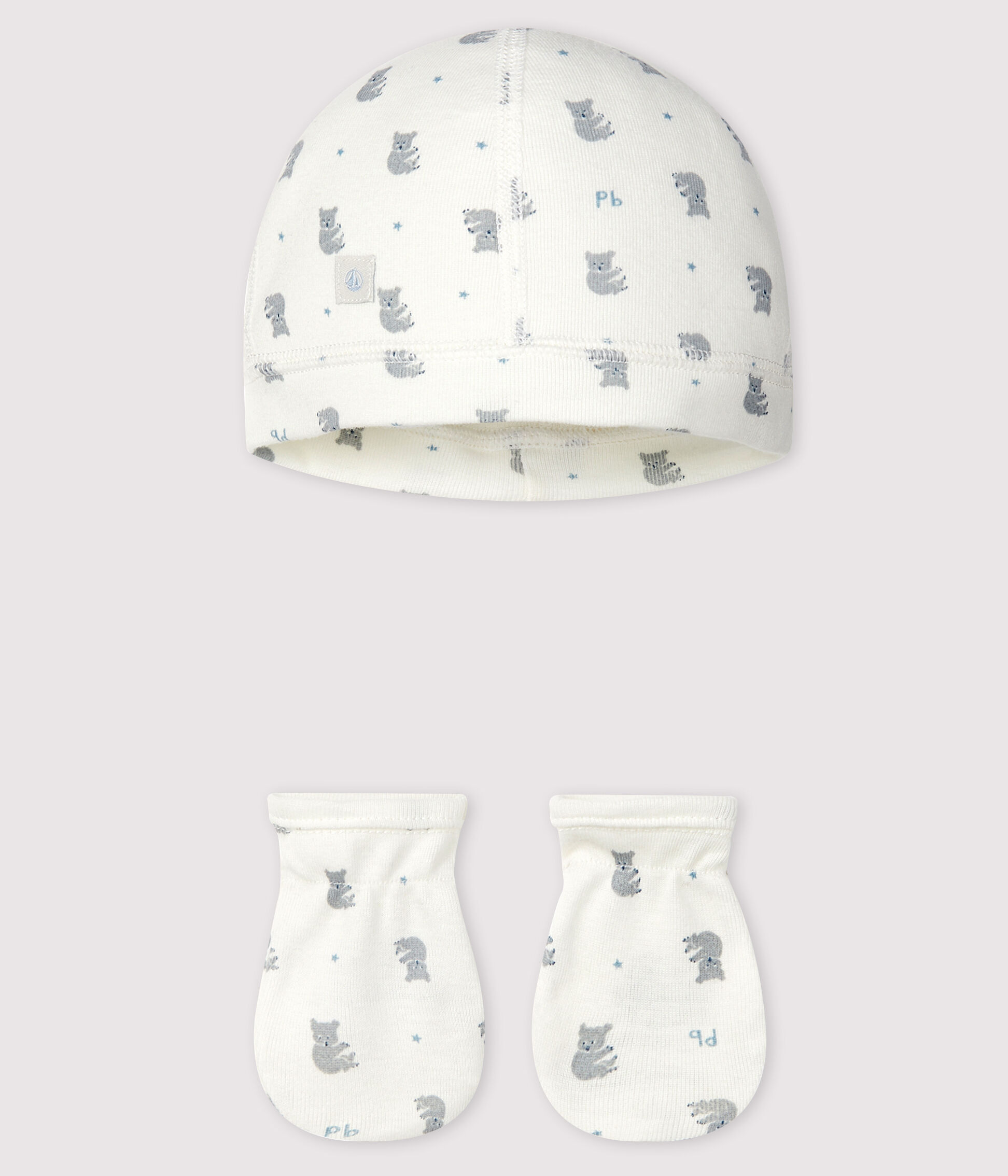 Confezione con cappellino nascita e muffole neonato a coste variante 2 |  Petit Bateau