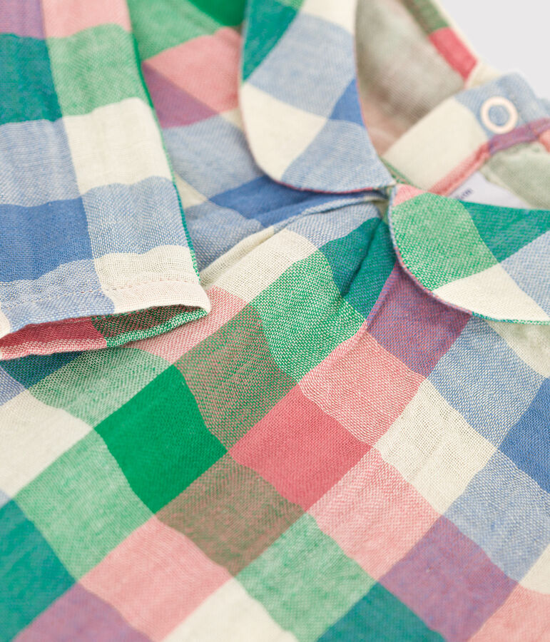 Blusa in garza di cotone neonato ecru/multicolore