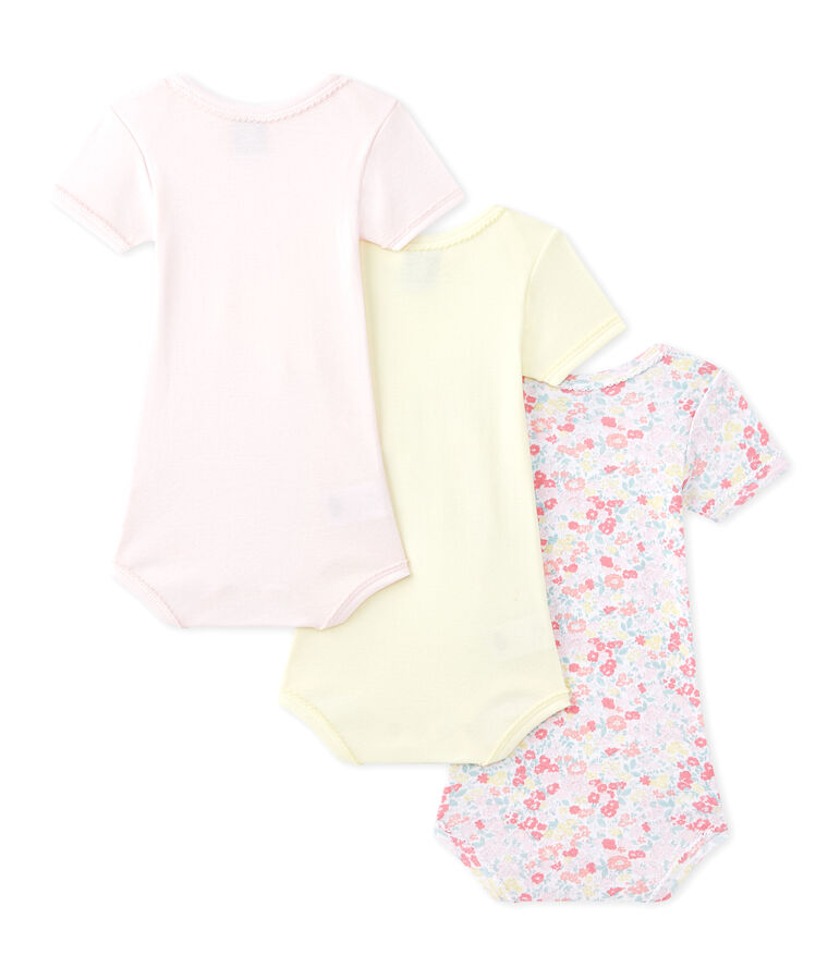 Lotto di 3 bodies per beb&eacute; femmina a maniche corte bianco