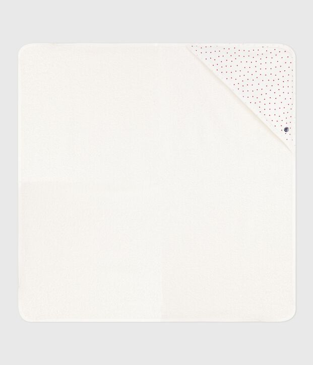 Asciugamano quadrato da bagno in cotone neonato bianco/rosso