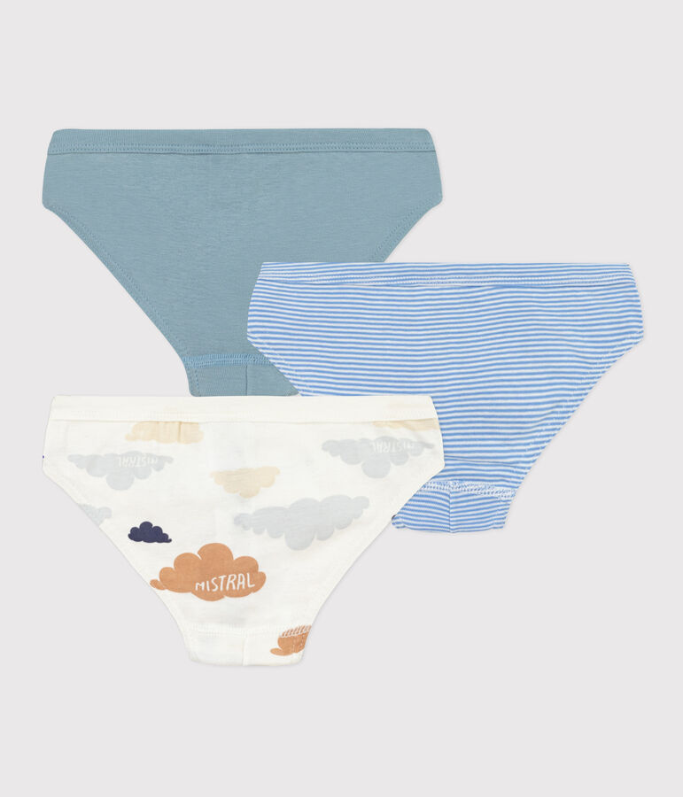 Confezione da 3 slip bambino in cotone con nuvolette multicolore