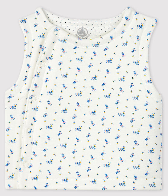 Gilè smanicato bebè in cotone biologico imbottito bianco MARSHMALLOW+BLEU