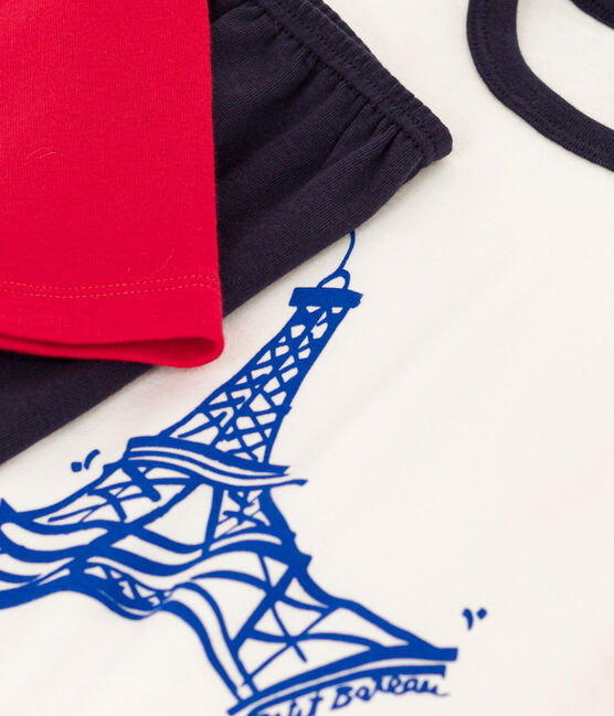 Pigiama Tour Eiffel in cotone bambino unisex blu SMOKING/bianco MULTICO