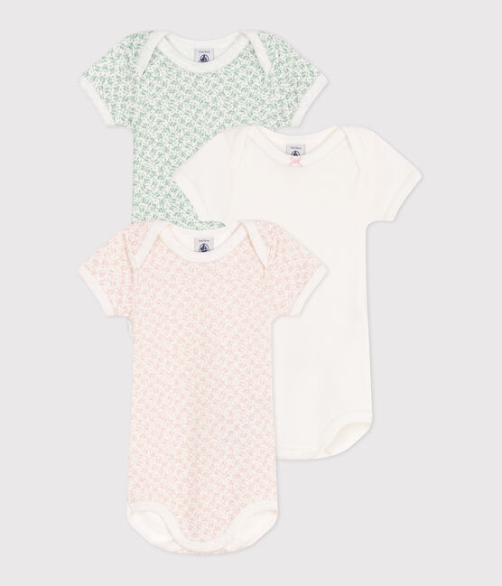 Set da 3 body a maniche corte in cotone a fiori neonato variante 1