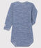 Body maniche lunghe a righe bebè in lana e cotone blu MEDIEVAL/bianco MARSHMALLOW