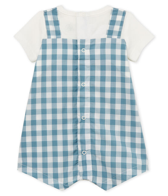 Tutina corta bebè maschio blu FONTAINE/bianco MARSHMALLOW