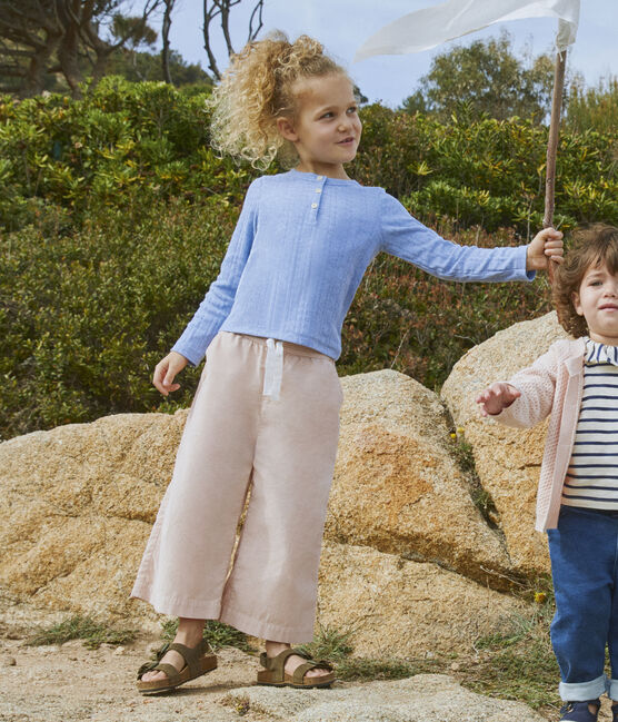 T-shirt in cotone bambina blu SKY CHINE