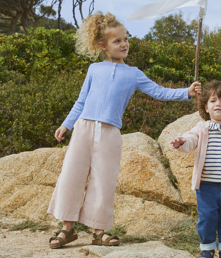 T-shirt in cotone bambina blu