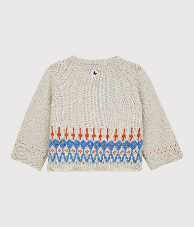 Cardigan jacquard b&eacute;b&eacute; in maglia di lana. beige MONTELIMAR CHINE
