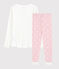 Pigiama ragazza-donna in cotone bianco MARSHMALLOW/rosa MINOIS
