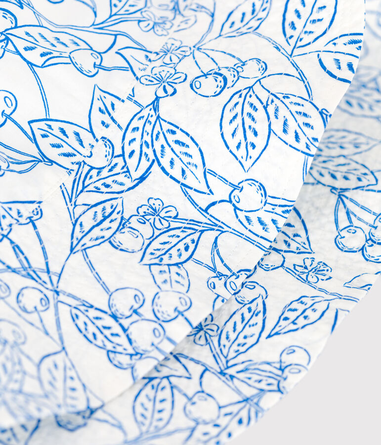 Cappello in popeline stampato da bambina bianco/blu