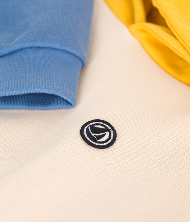 Maglia in tessuto felpato con cappuccio bambino ecru/multicolore