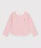 T-shirt a maniche lunghe a righe bambino rosa/ecru