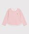 T-shirt a maniche lunghe a righe bambino rosa/ecru