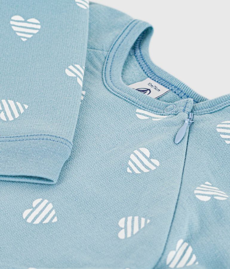 Pigiama in tessuto felpato spazzolato con stampa a cuori neonato verde/bianco