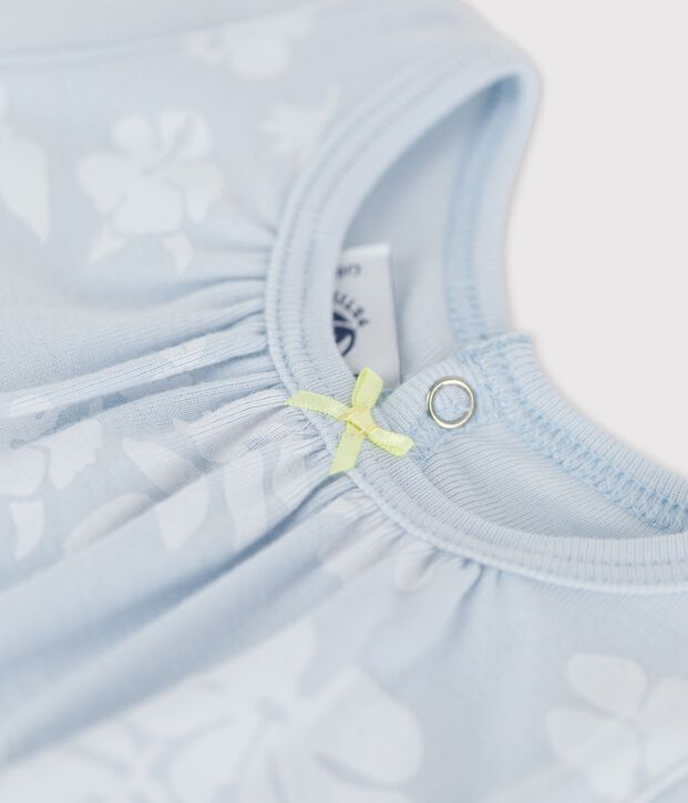 Tutina corta beb&egrave; Hawaii in cotone blu/bianco