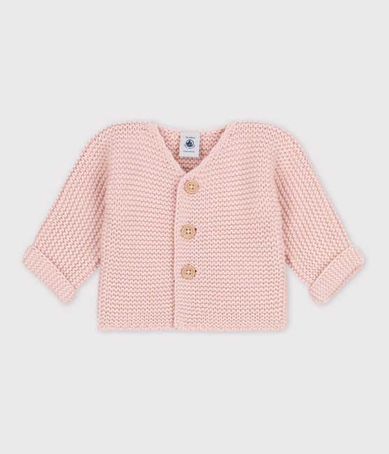 Cardigan bebè in tricot in cotone a punto legaccio rosa SALINE