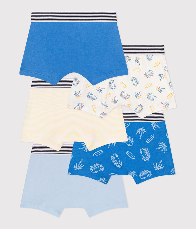 Set di 5 boxer in cotone con stampa di furgoni bambino multicolore