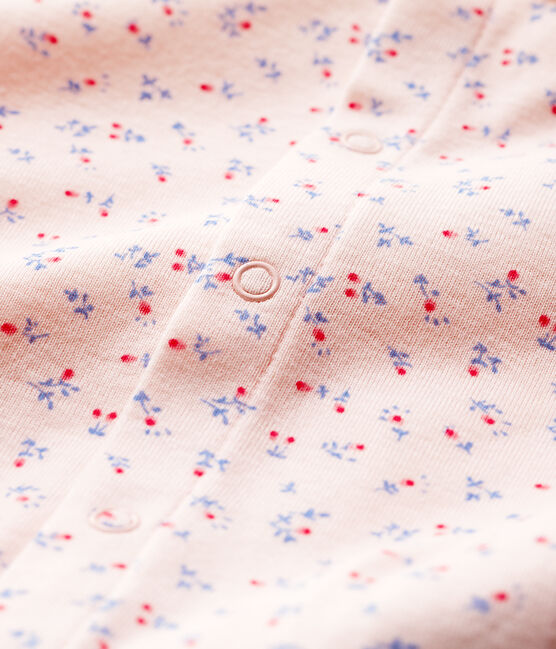 Tutina pigiama rosa con colletto bebè in cotone biologico rosa FLEUR/bianco MULTICO