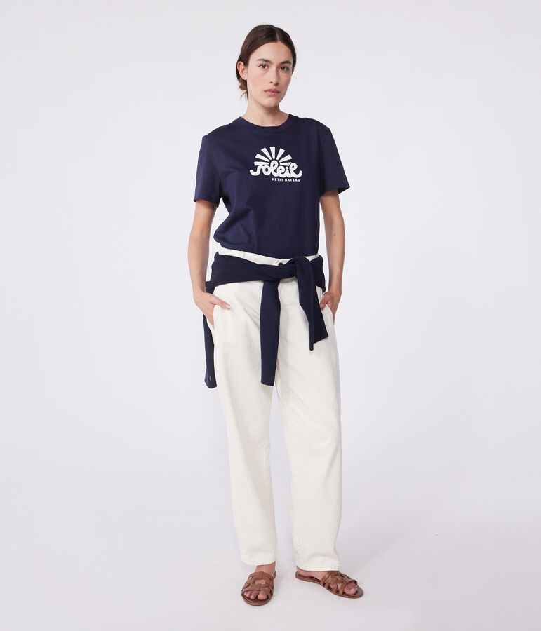 T-shirt donna Le Droit in cotone tinta unita blu SMOKING