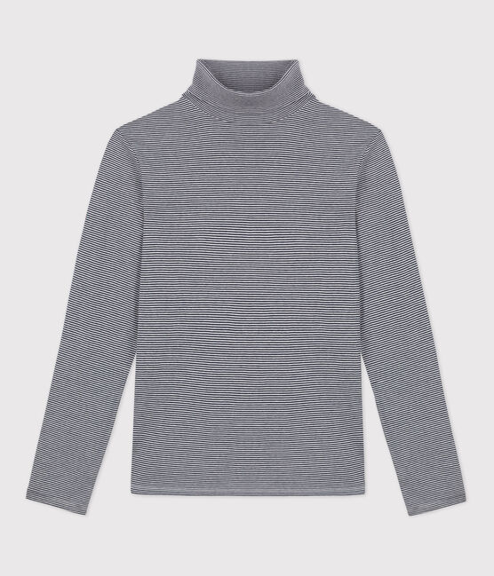 T-shirt lupetto L'ICONIQUE in cotone donna blu SMOKING/bianco MARSHMALLOW