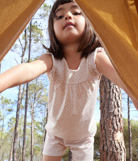 Pigiama short fantasia a fiori in cotone bambino MARSHMALLOW/ PANTY