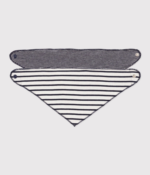 Confezione da 2 bandane-bavaglini beb&egrave; a righe multicolore