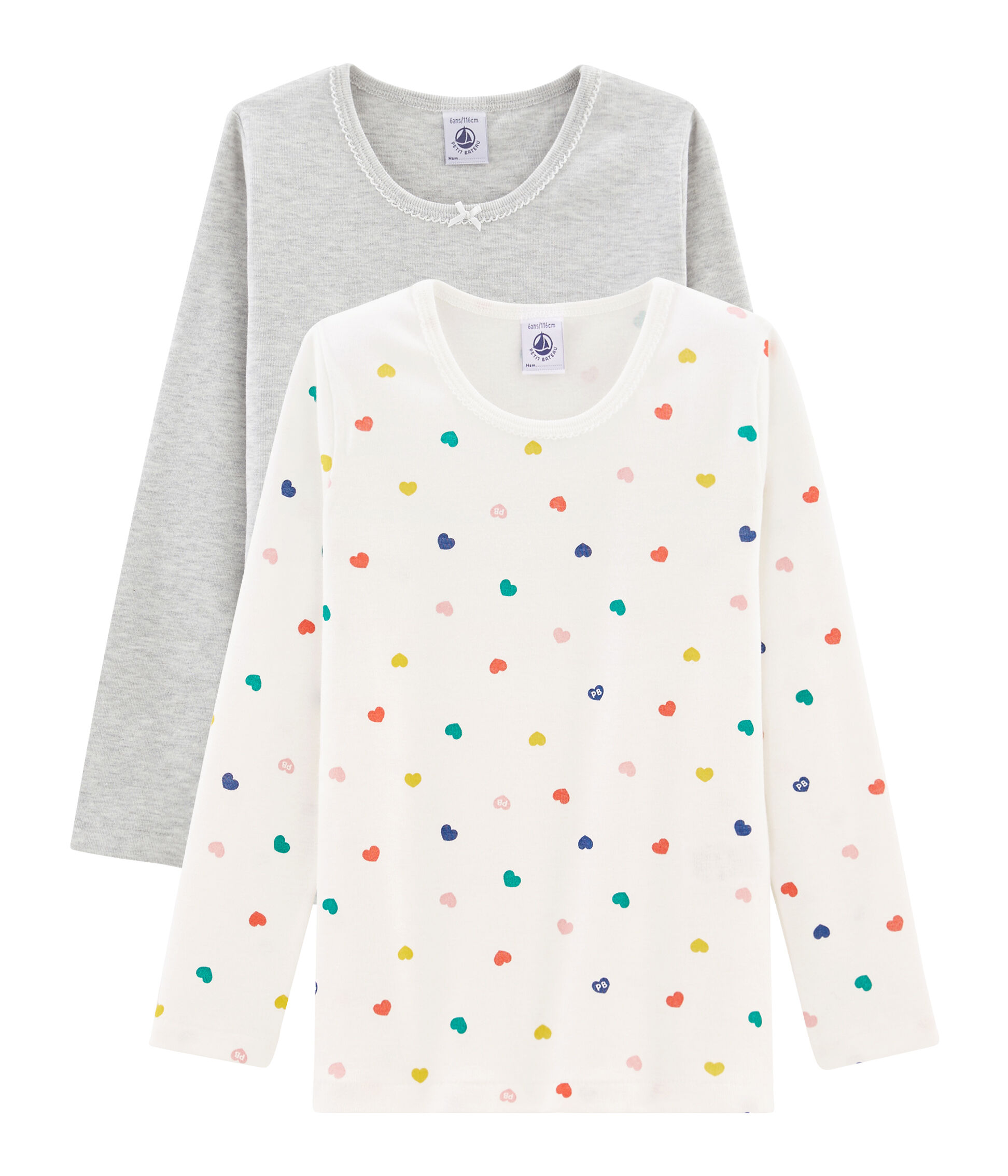 Duo t-shirt maniche lunghe bambina variante 1 | Petit Bateau