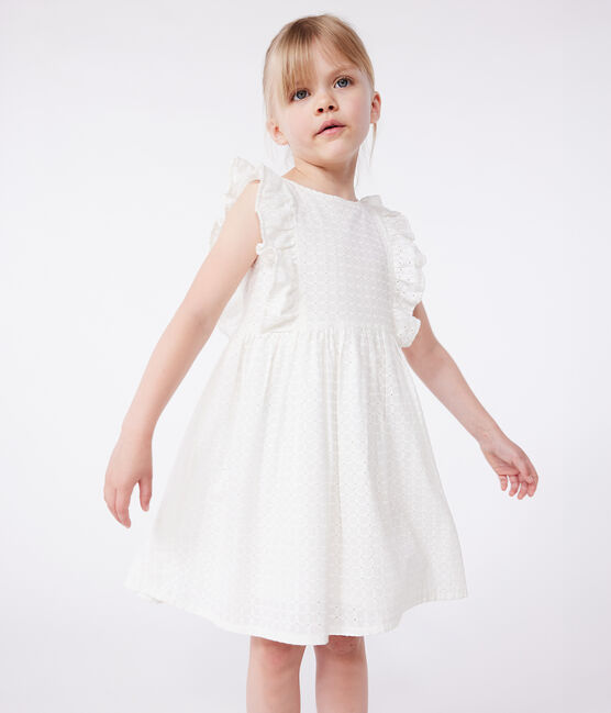 Abito senza maniche in cotone bambina bianco MARSHMALLOW