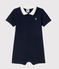 Tutina corta a polo in cotonebebè maschio blu SMOKING