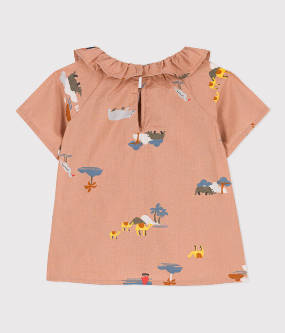 Blusa manica corta bebè in popeline stampato VINTAGE/ MULTICO