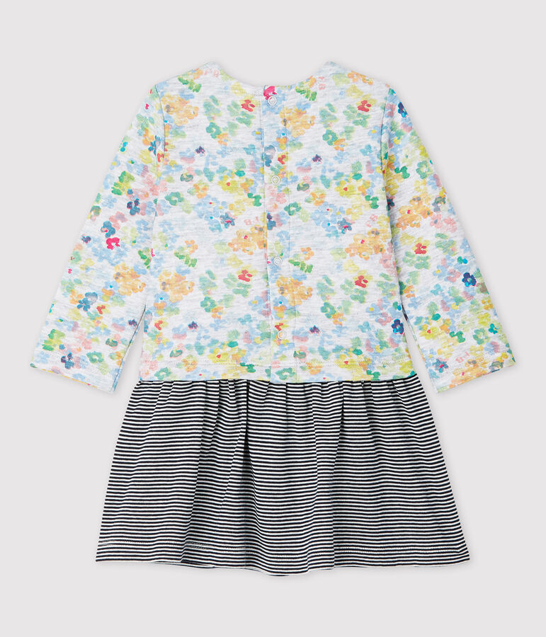 Abito a manica lunga in jersey beb&egrave; femmina grigio/multicolore