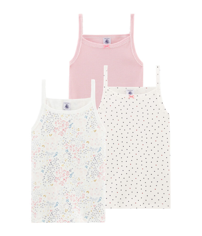 Trio di canottiere con spalline bambina multicolore