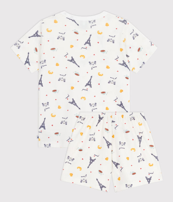 Pigiama corto in cotone con stampa Parigi bambino bianco MARSHMALLOW/bianco MULTICO