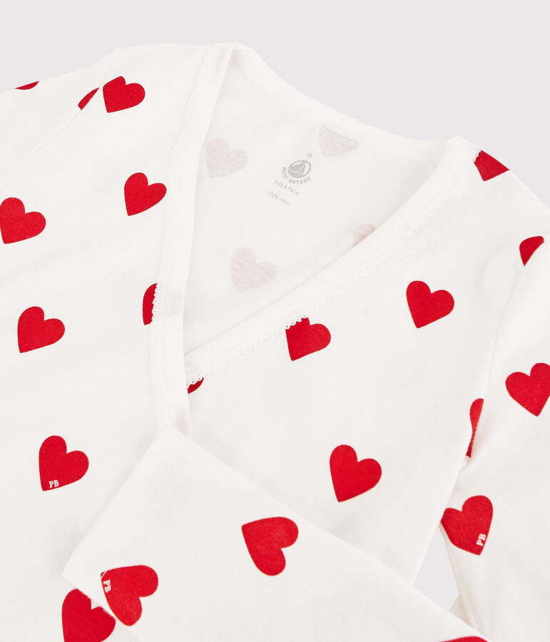 Cardigan scaldacuore in cotone Donna bianco MARSHMALLOW/rosso TERKUIT