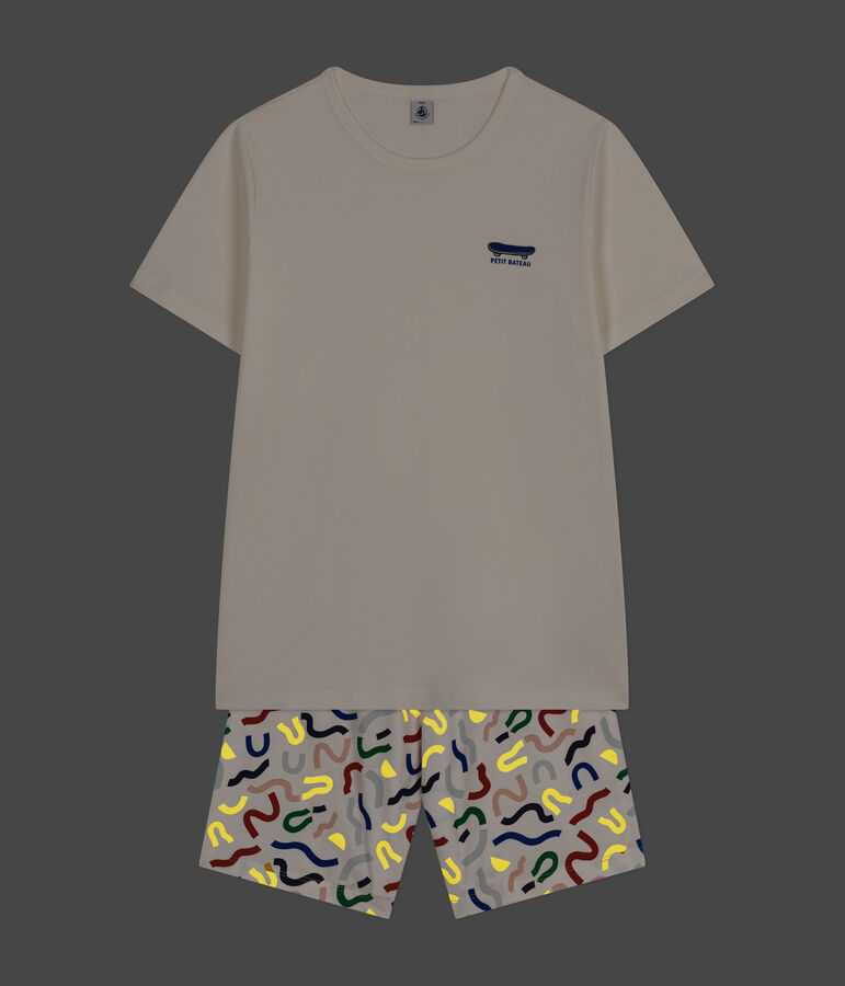 Pigiama short in cotone junior bianco/multicolore