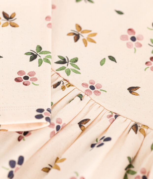 Abito a maniche lunghe in tubique bambina ecru/multicolore