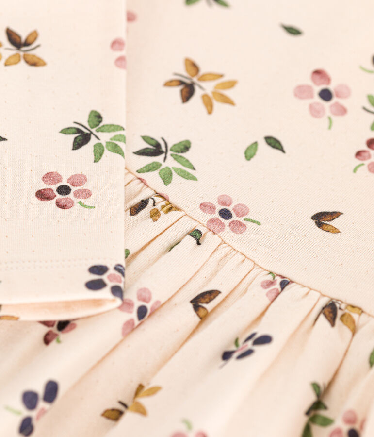 Abito a maniche lunghe in tubique bambina ecru/multicolore