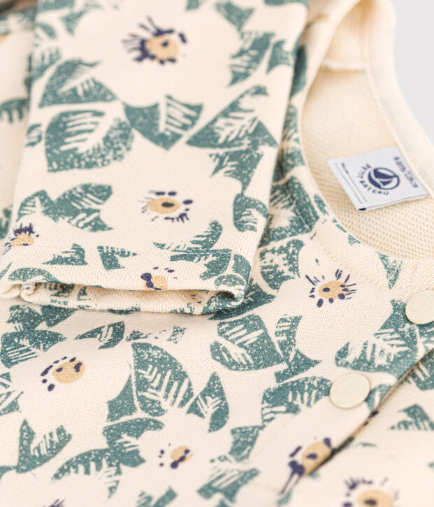 Abito a maniche lunghe in molleton bambina ecru/multicolore