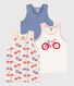 Confezione da 3 canottiere motivo bici bambino in cotone