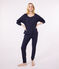 Pigiama in cotone tinta unita donna blu SMOKING