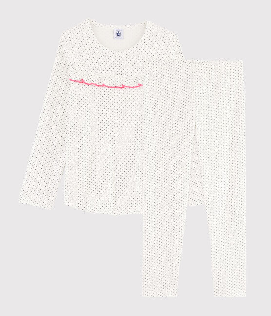 Pigiama a pois bambina a costine bianco MARSHMALLOW/blu MEDIEVAL