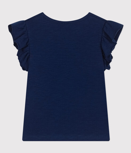 T-shirt in jersey fiammato bambina blu MEDIEVAL