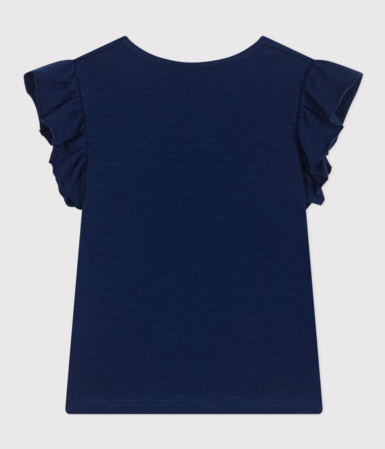 T-shirt in jersey fiammato bambina blu