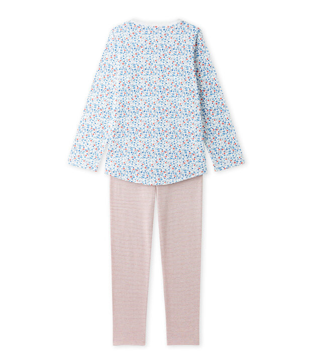 Pigiama per bambina stampato con fantasia floreale bianco/multicolore